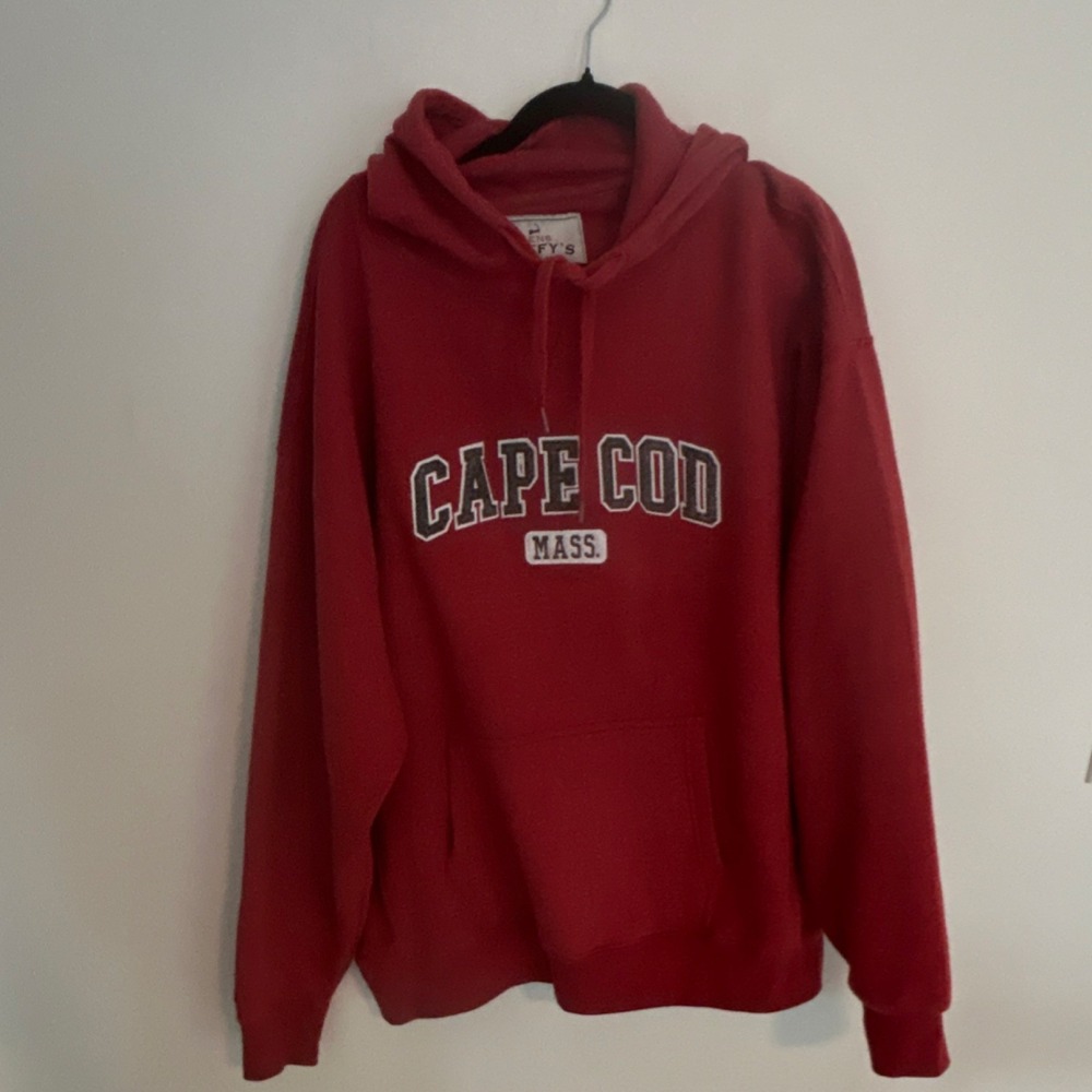 Cuffy's Cape Cod Graphic Print Fleece Pullover Hoodie Red Men's 2XL Pockets